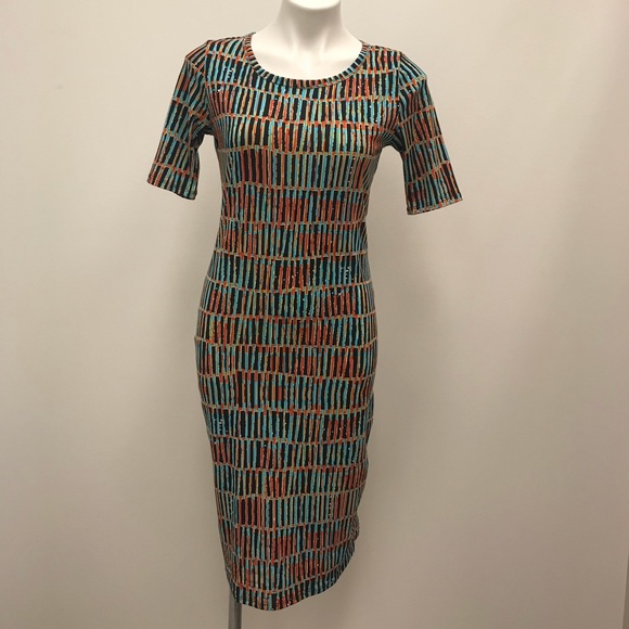 LuLaRoe Julia Print Short Sleeve Dress Sz. S - Picture 11 of 14